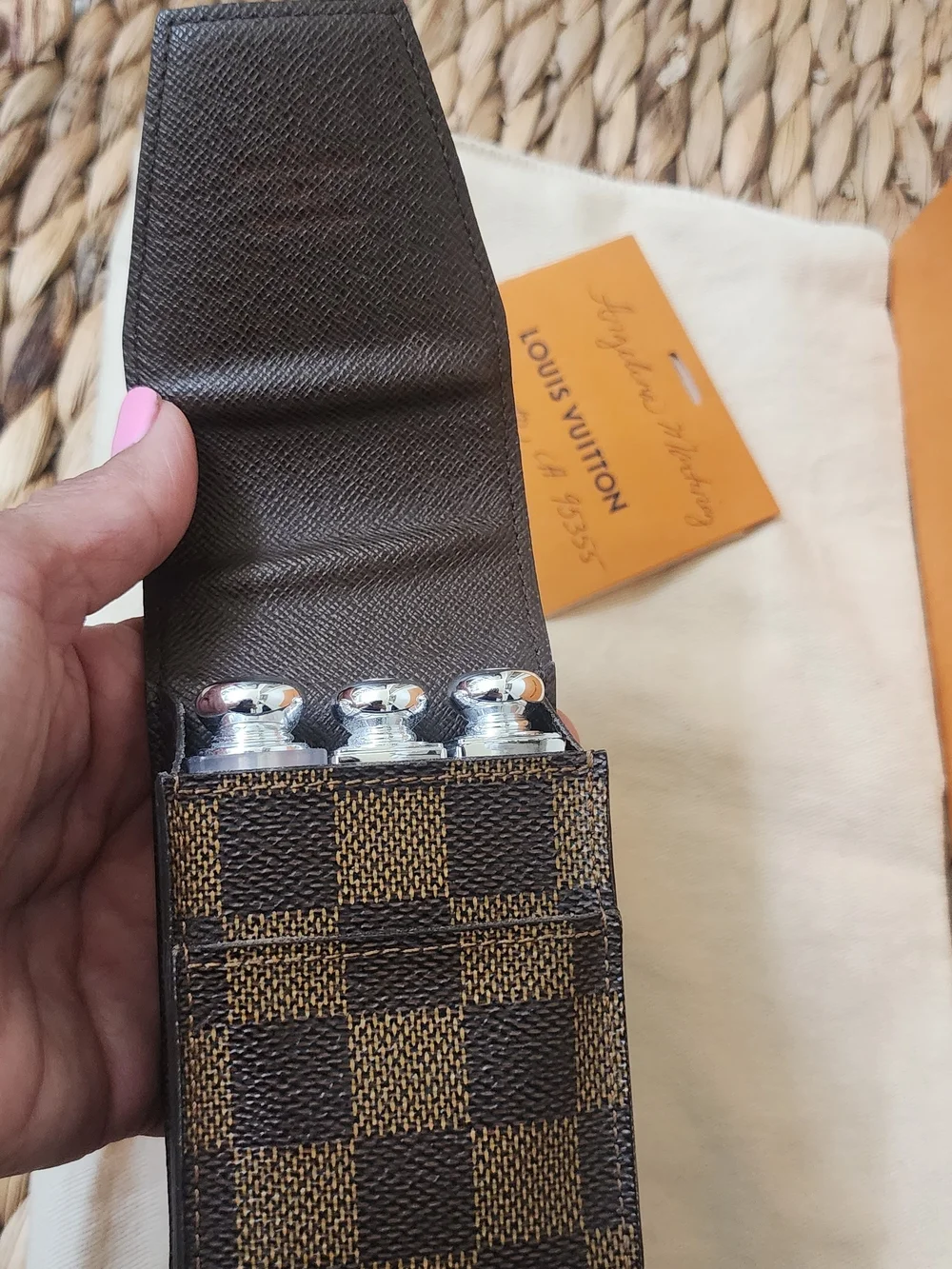 Louis Vuitton Brown Damier Ebene Checkered Cosmetic Case